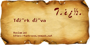 Türk Éva névjegykártya
